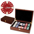 200 Foil Stamped poker chips in wooden Mahogany case - Diamond design